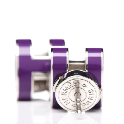 Hermes Palladium Lacquered Pop H Earrings Ultraviolet 4 of 5