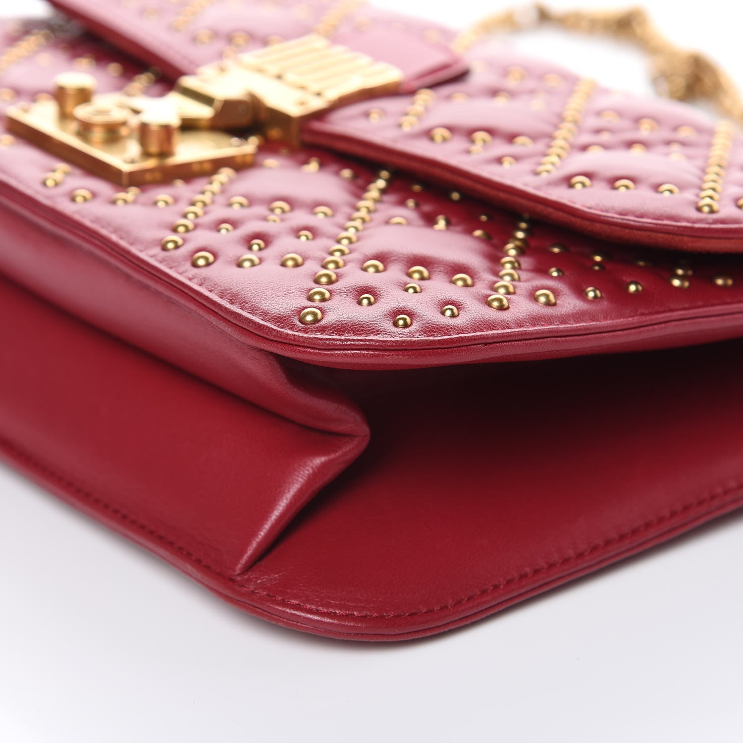 Christian Dior Lambskin Cannage Studded Large Dioraddict Flap Bag Red 9 of 11