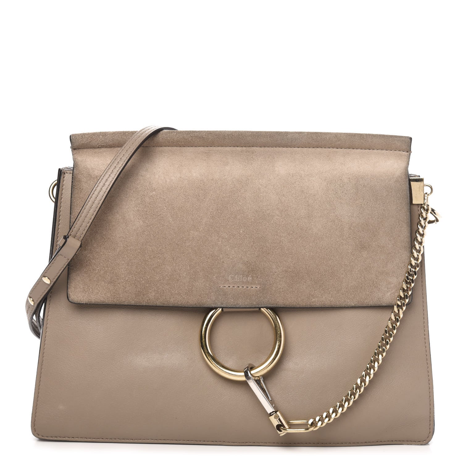 Chloe Calfskin Suede Medium Faye Shoulder Bag Motty Grey 1 of 15