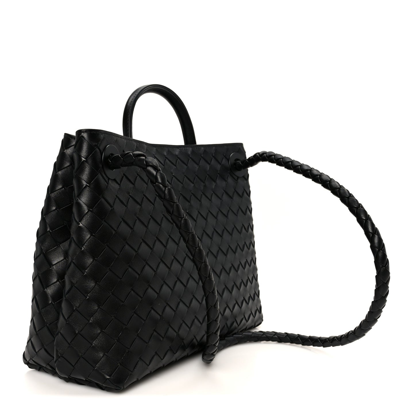Nappa Intrecciato Medium Andiamo Shoulder Bag Black