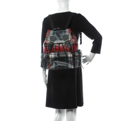 Burberry Laminated Tartan Patchwork Medium Rucksack Backpack Military Red 2 of 9