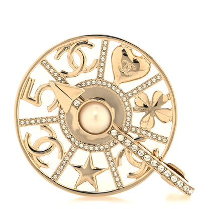 Chanel Crystal Pearl CC Charms Brooch 1 of 4