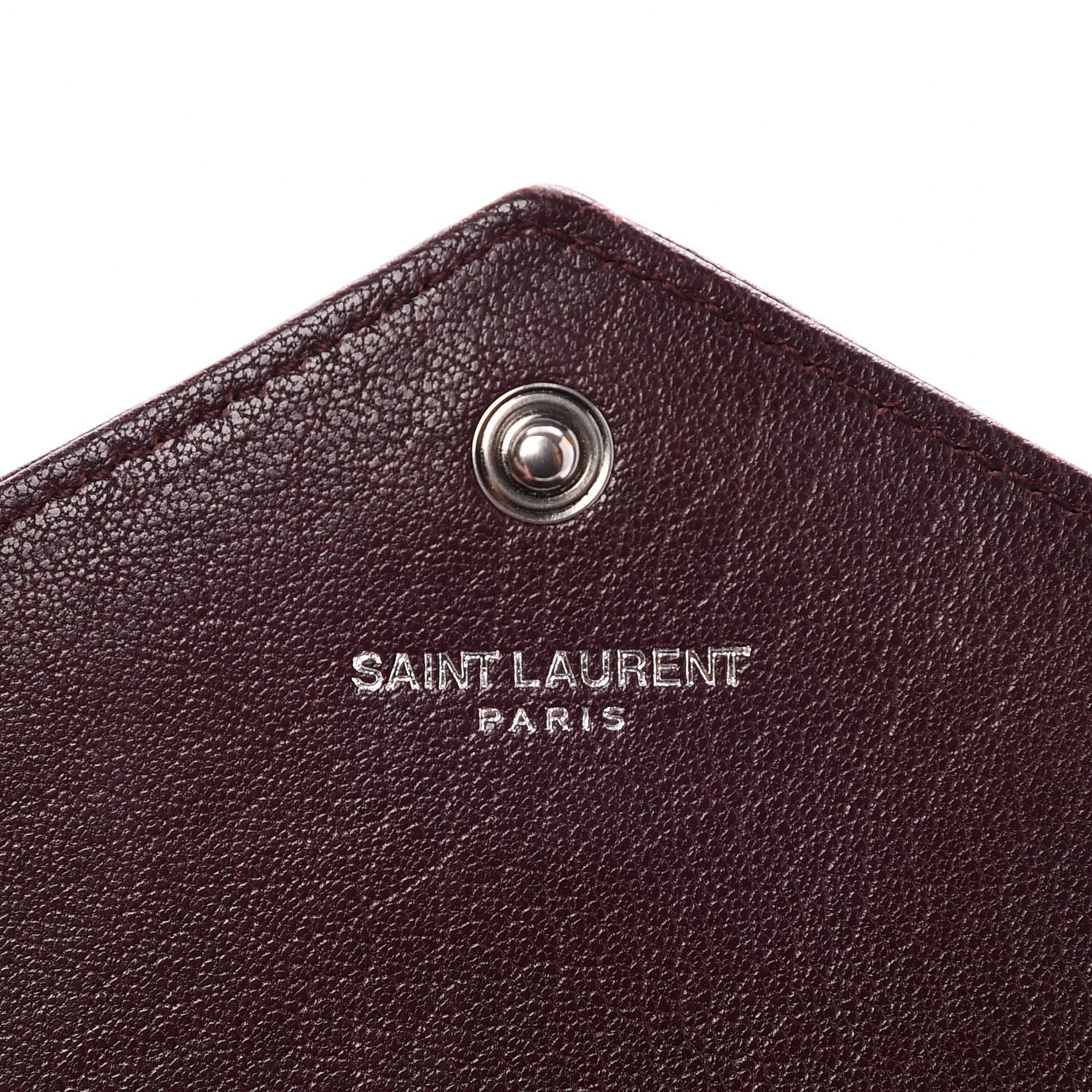 Saint Laurent Lambskin Mixed Matelasse Quilted Large Monogram Envelope Wallet Bordeaux 6 of 9