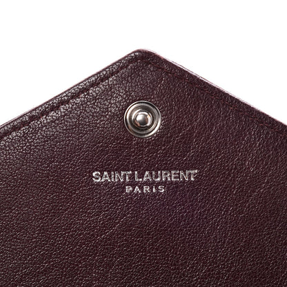 Saint Laurent Lambskin Mixed Matelasse Quilted Large Monogram Envelope Wallet Bordeaux 6 of 9