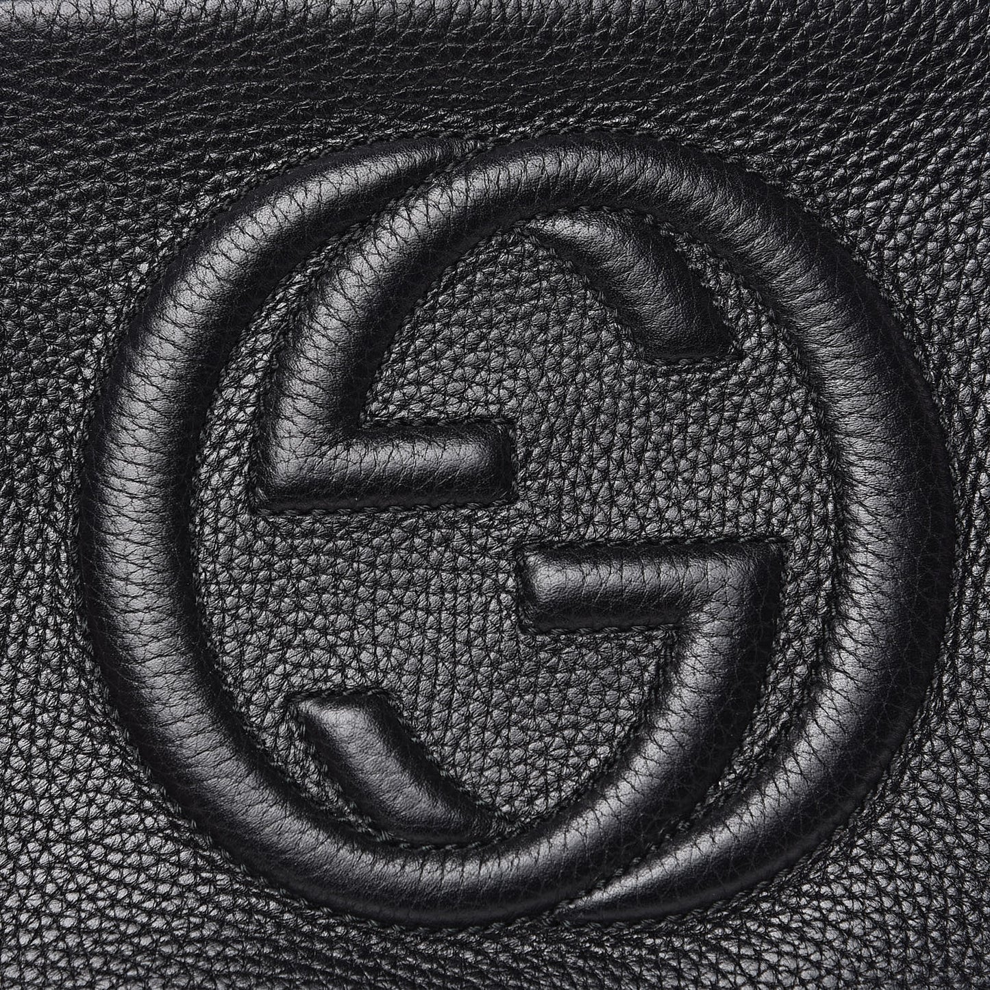 Pebbled Calfskin Small Soho Disco Bag Black