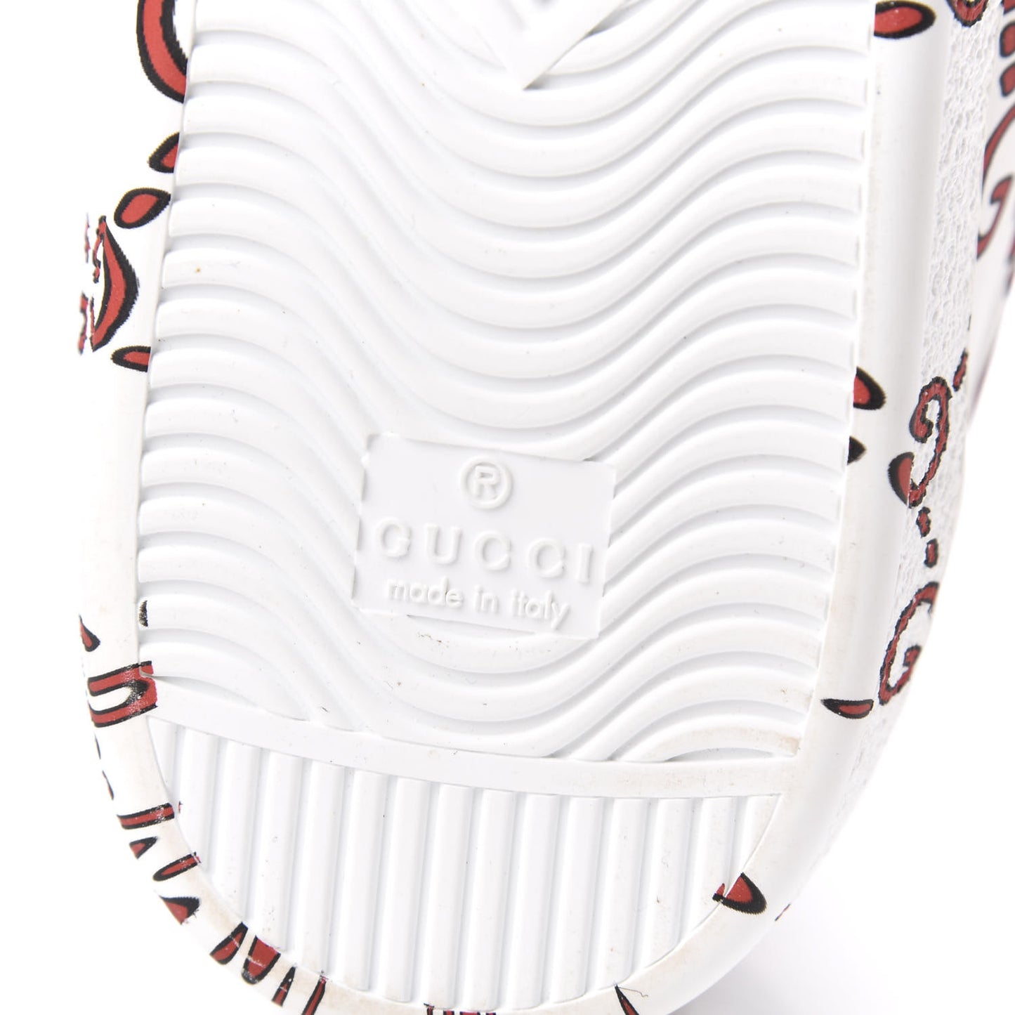 Calfskin GucciGhost Print Mens Ace Sneakers 11 White Hibiscus Red