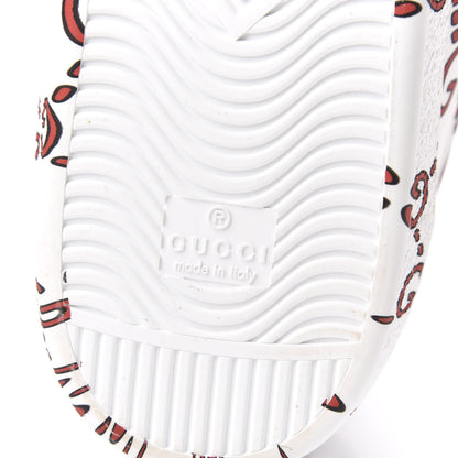 Gucci Calfskin GucciGhost Print Mens Ace Sneakers 11 White Hibiscus Red 8 of 10