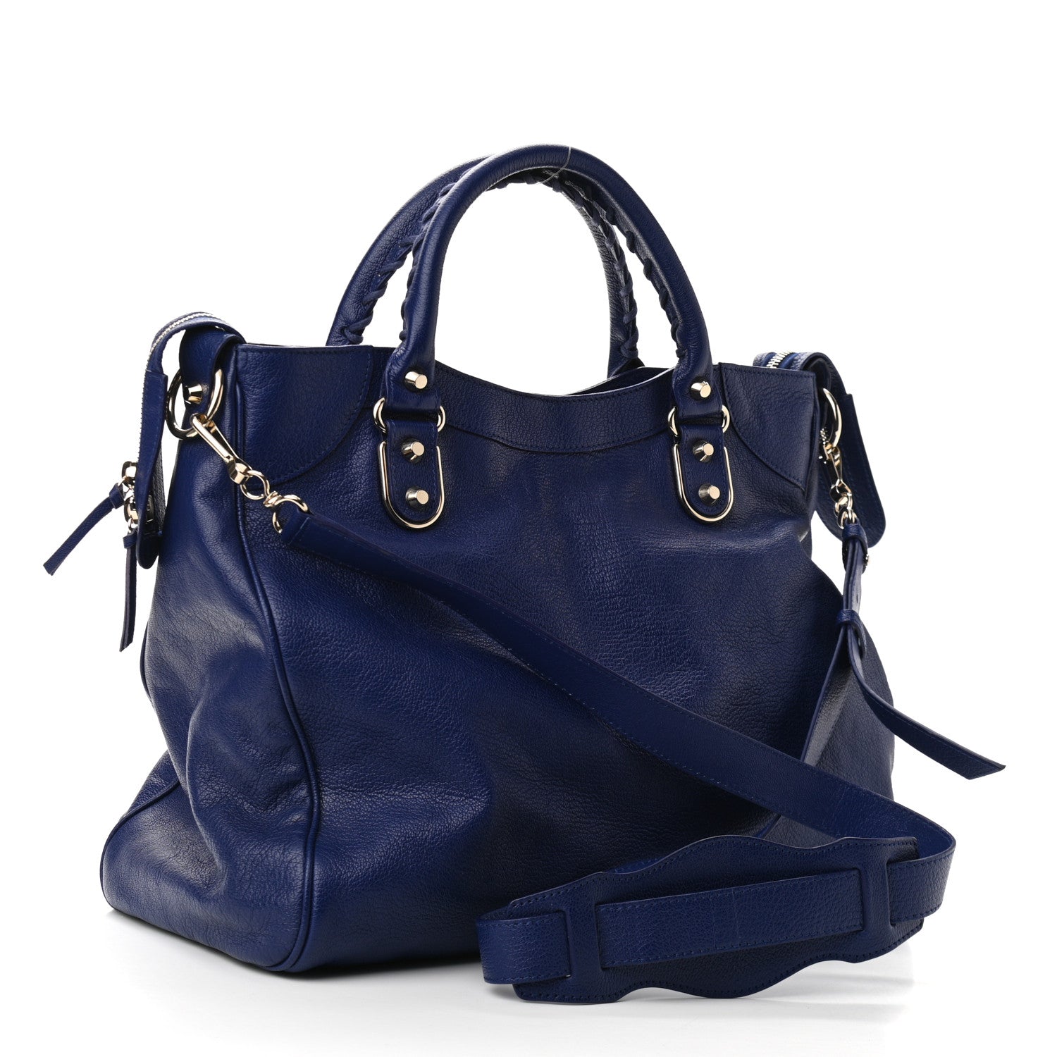 Balenciaga Chevre Gold Metallic Edge Hardware Velo Bleu Roi 3 of 9