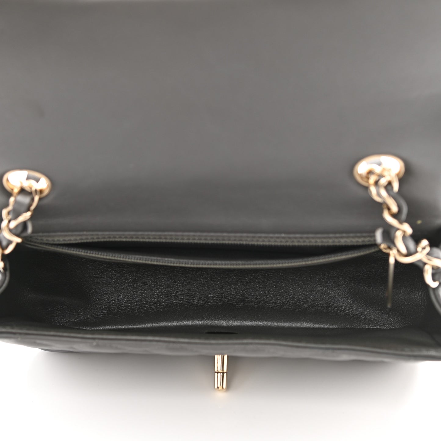 Lambskin Quilted Mini Rectangular Flap Dark Grey