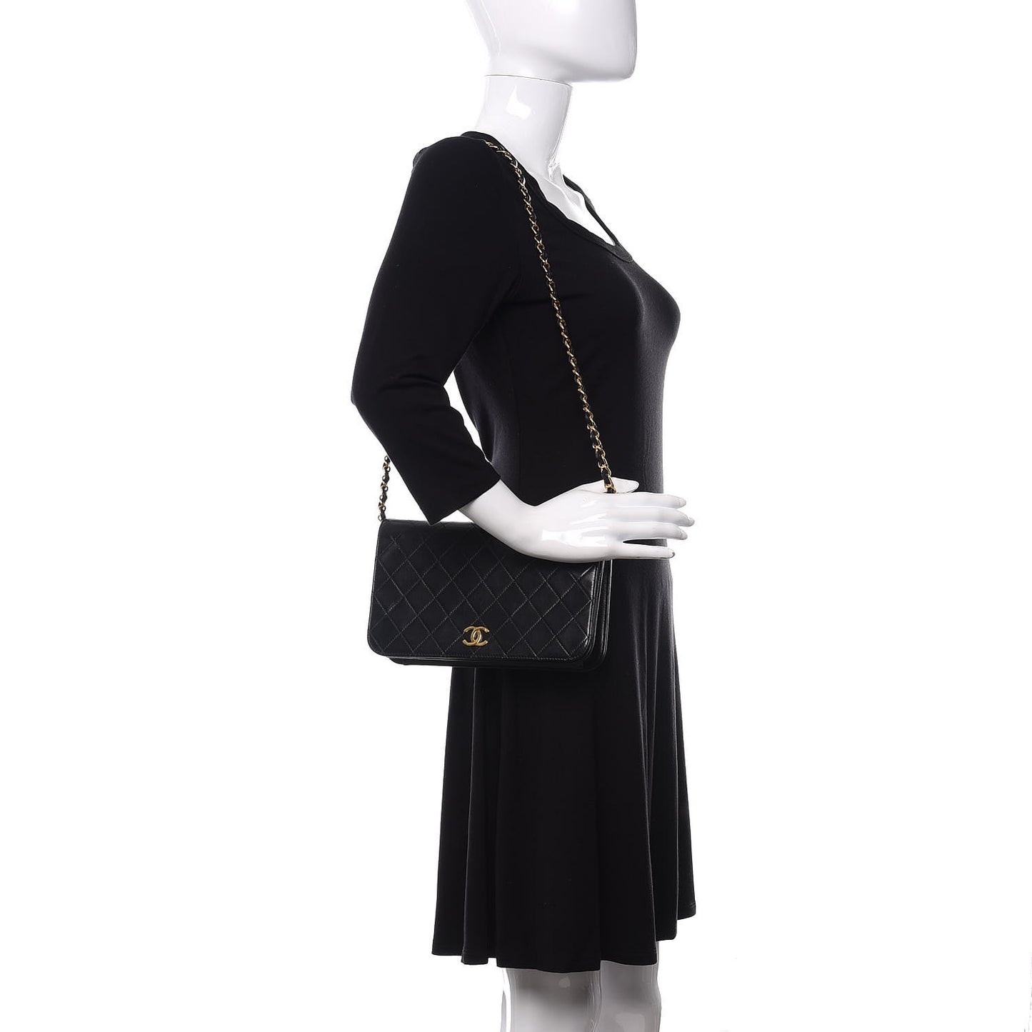 Lambskin Quilted Small Single Flap Black