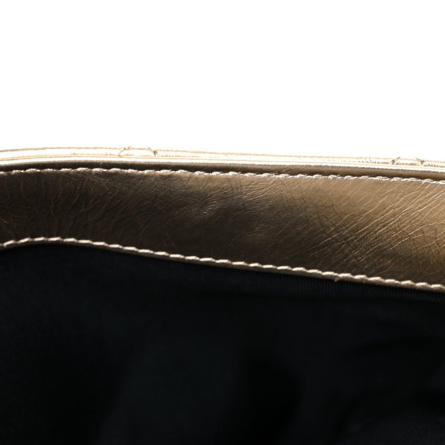 Metallalized Calfskin Quilted Retro Label Clutch Light Gold