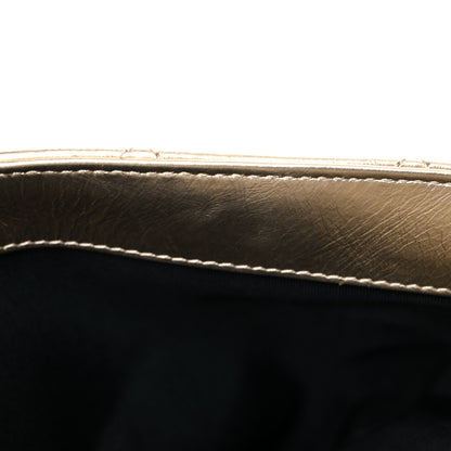 Chanel Metallalized Calfskin Quilted Retro Label Clutch Light Gold 9 of 14
