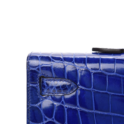 Hermes Shiny Niloticus Crocodile Kelly Cut Pochette Bleu Electrique 11 of 29