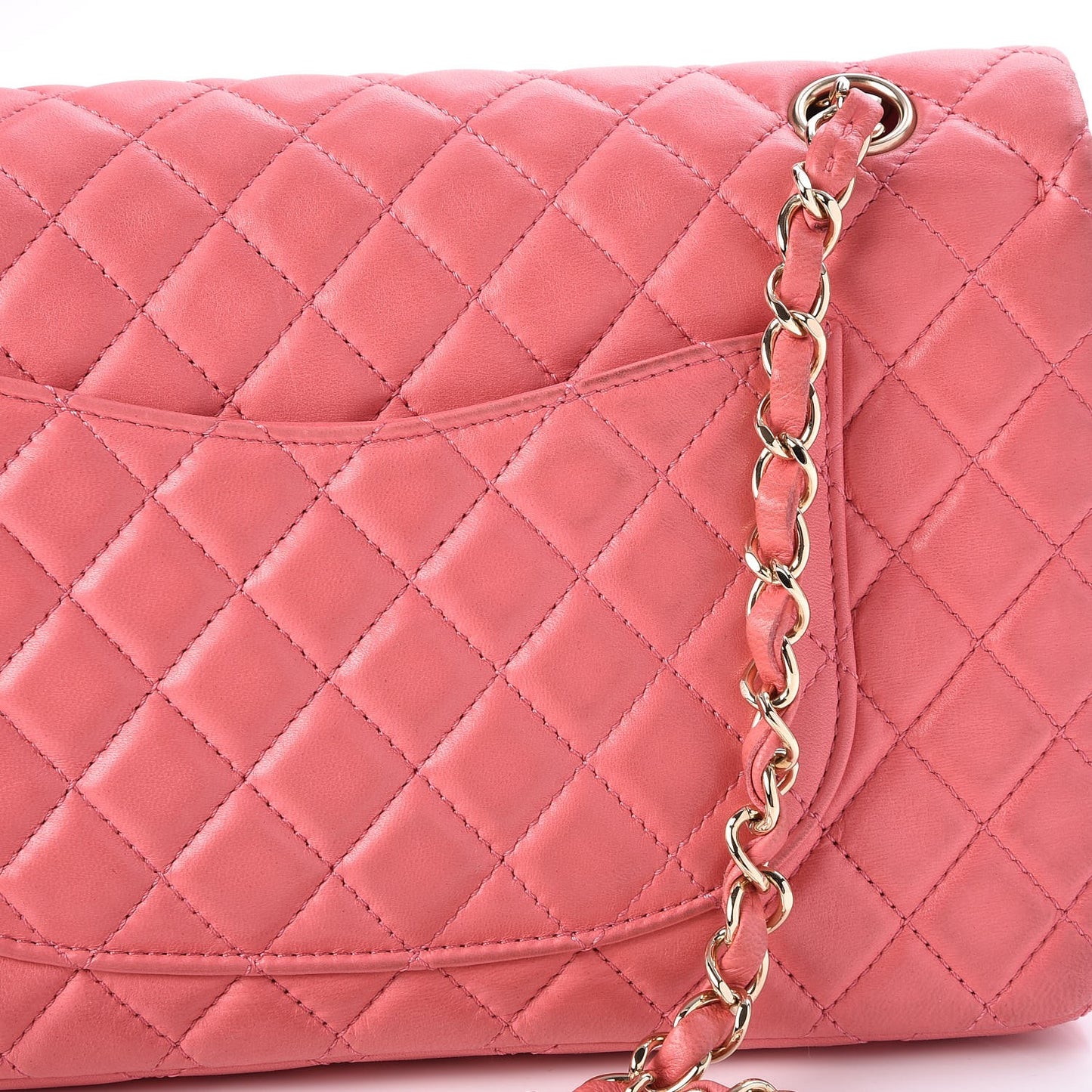 Lambskin Quilted Valentine Charms Medium Single Flap Pink