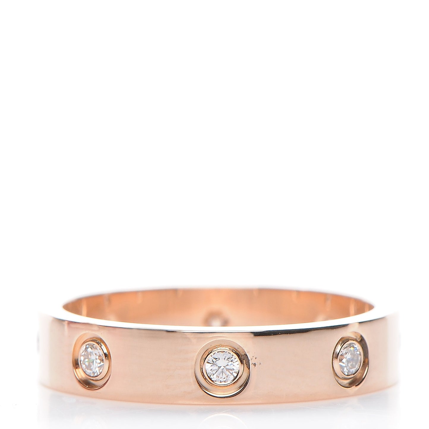 18K Pink Gold 8 Diamond 4mm LOVE Wedding Band Ring 52 6