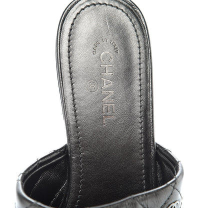 Chanel Iridescent Lambskin Quilted CC Chain Mules 35 Silver Black 9 of 13