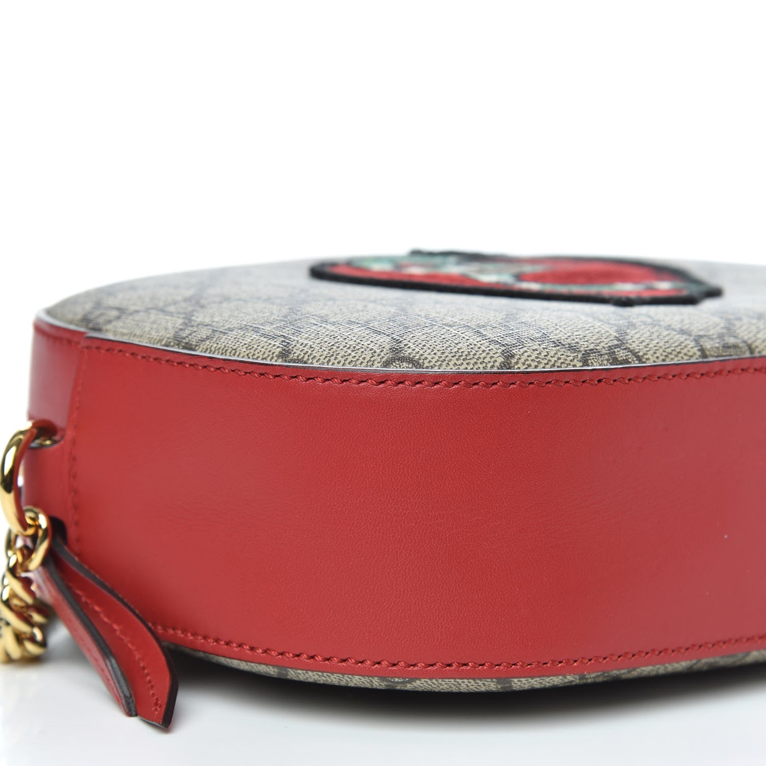 Gucci GG Supreme Monogram Kingsnake Heart Embroidered Mini Chain Shoulder Bag Beige Hibiscus Red 9 of 10