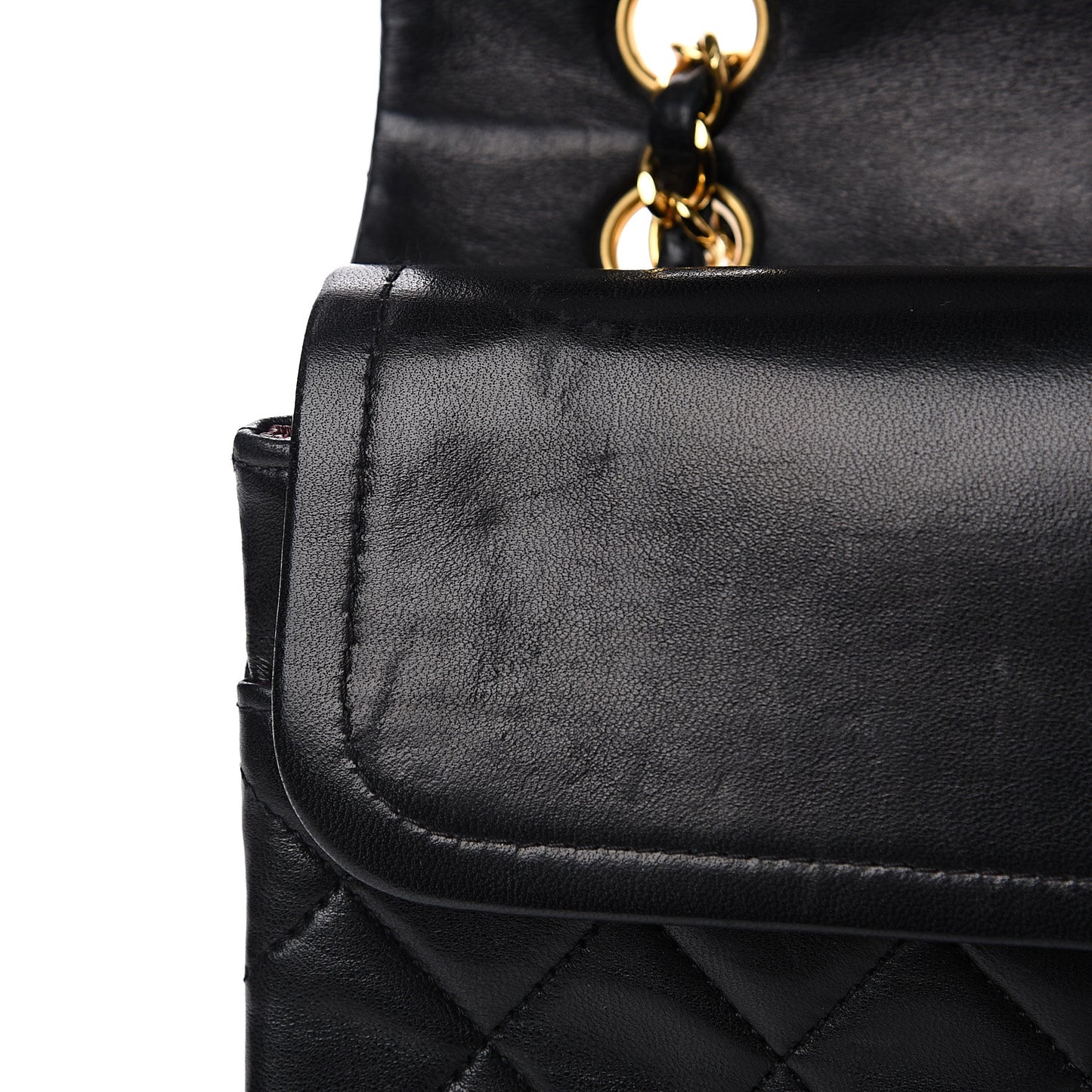 Lambskin Quilted Medium Double Flap Black