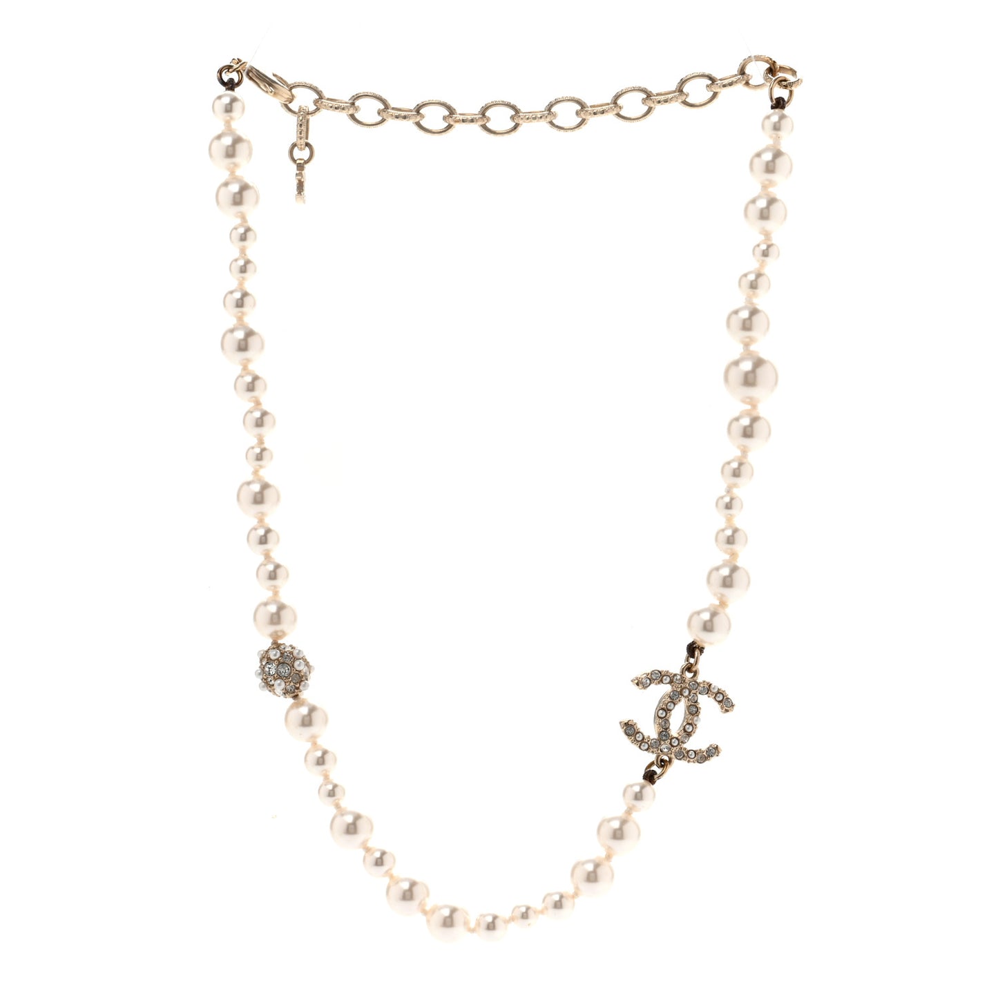 Pearl Crystal CC Short Necklace Gold Gold