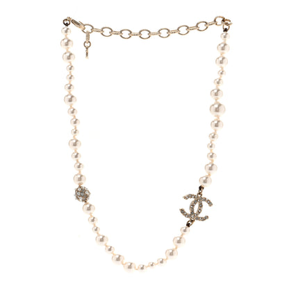 Chanel Pearl Crystal CC Short Necklace Gold Gold 3 of 7