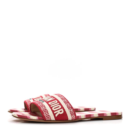 Christian Dior Canvas Embroidered Dway Mules Slide Sandals 38.5 Poppy Red 3 of 10