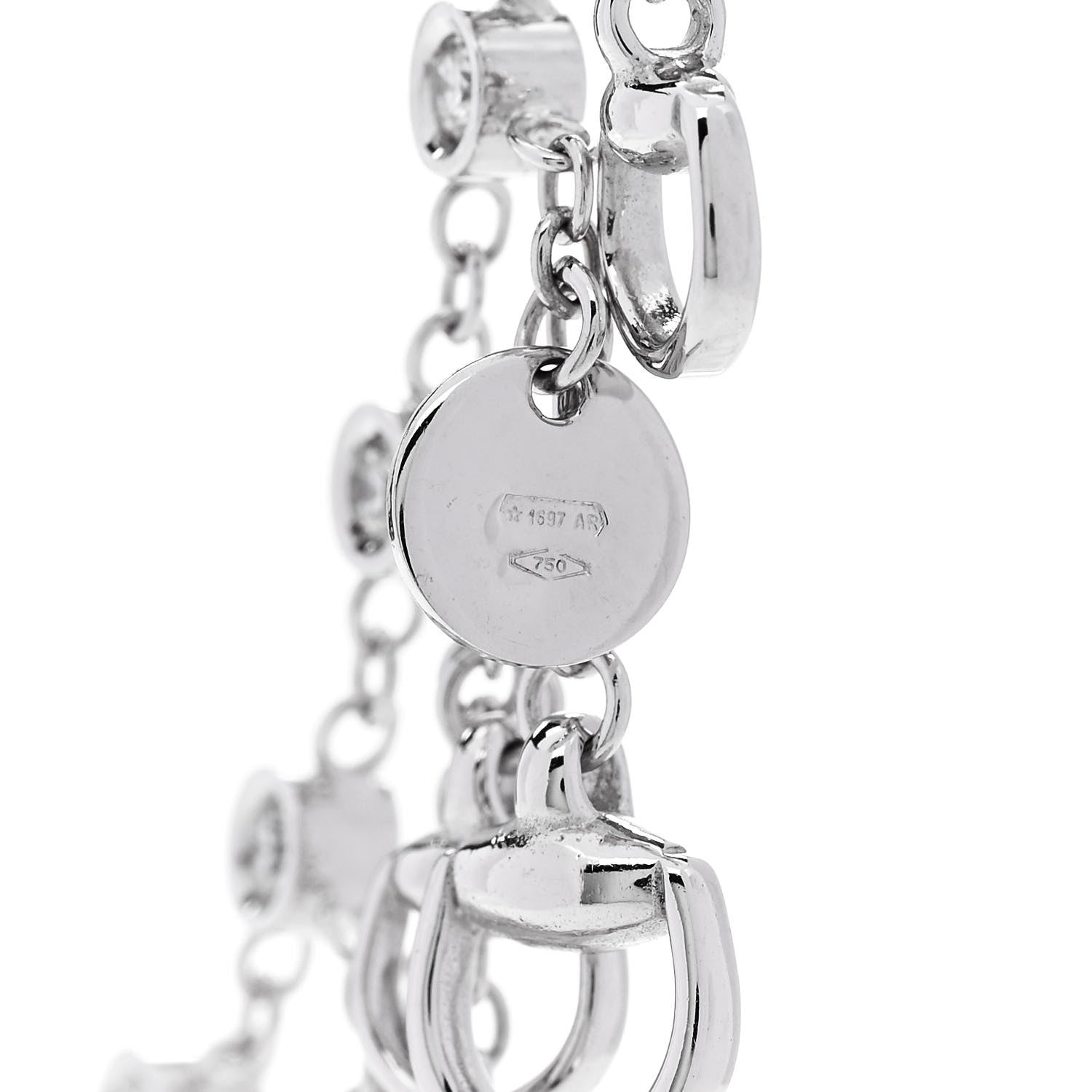 Gucci 18K White Gold Diamond Horsebit Fringe Necklace 5 of 6