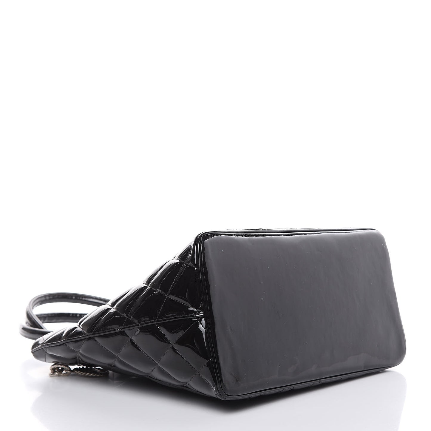 Patent Quilted Medallion Tote Black