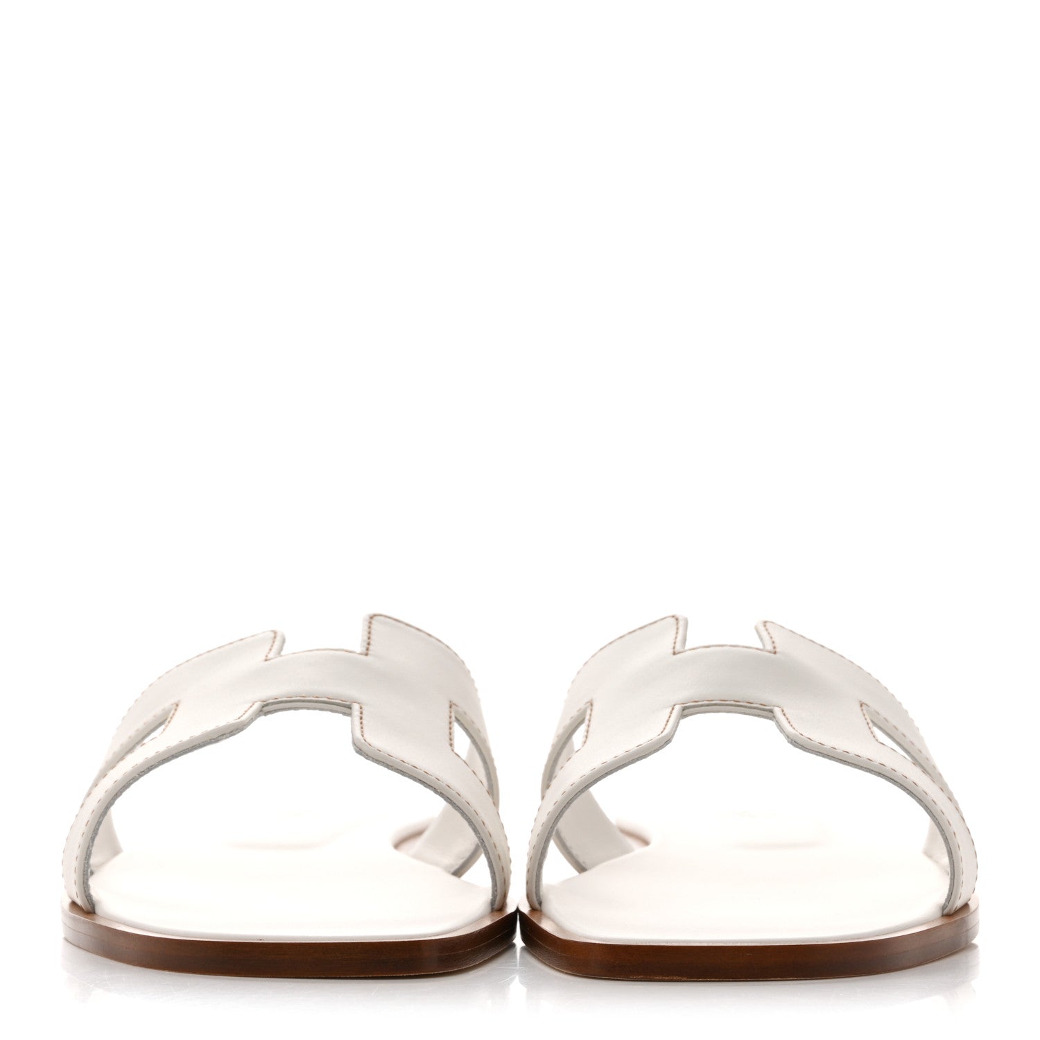 Hermes Box Calfskin Oran Sandals 38 White 3 of 10