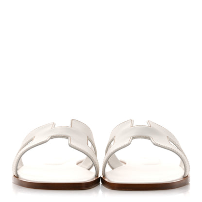Hermes Box Calfskin Oran Sandals 38 White 3 of 10