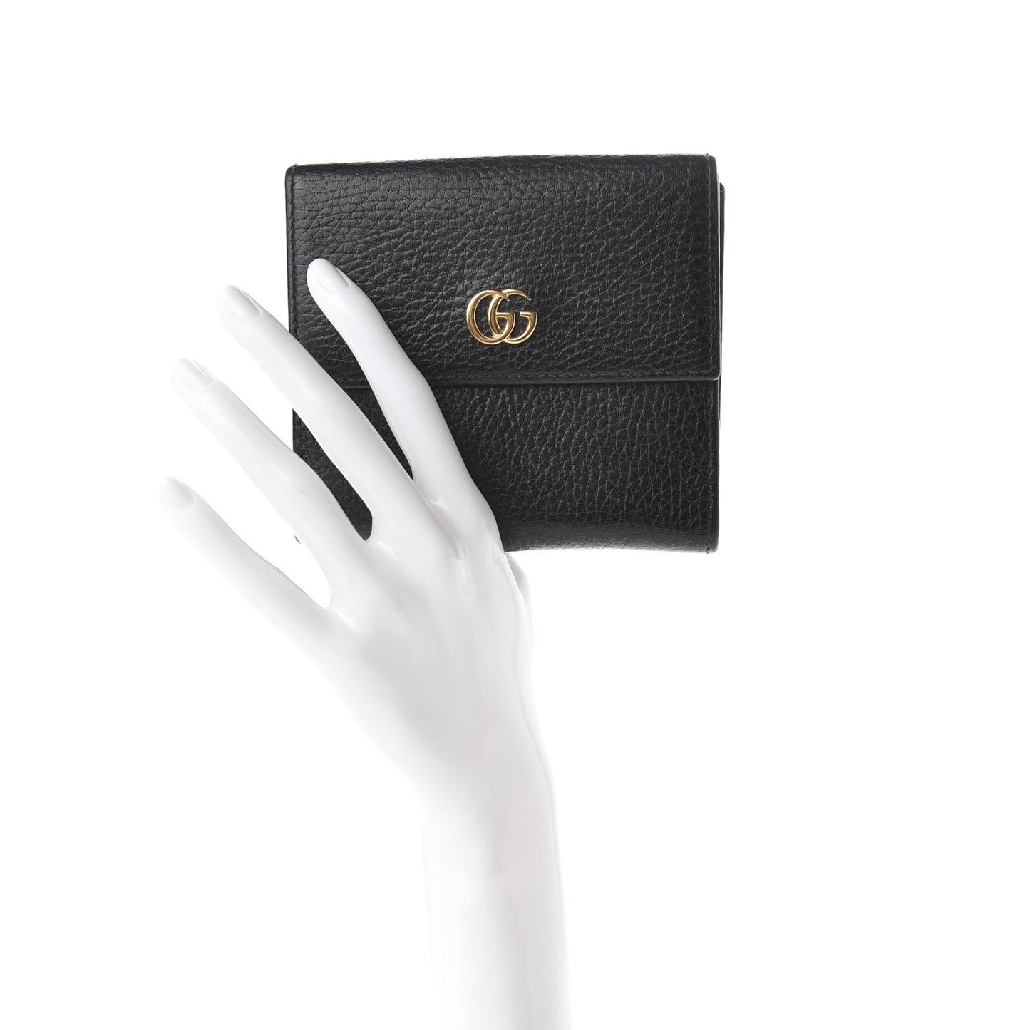 Dollar Calfskin Double G French Flap Wallet Black