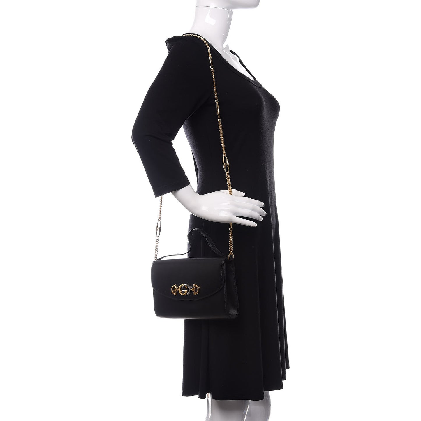 Smooth Calfskin Small Zumi Top Handle Shoulder Bag Black