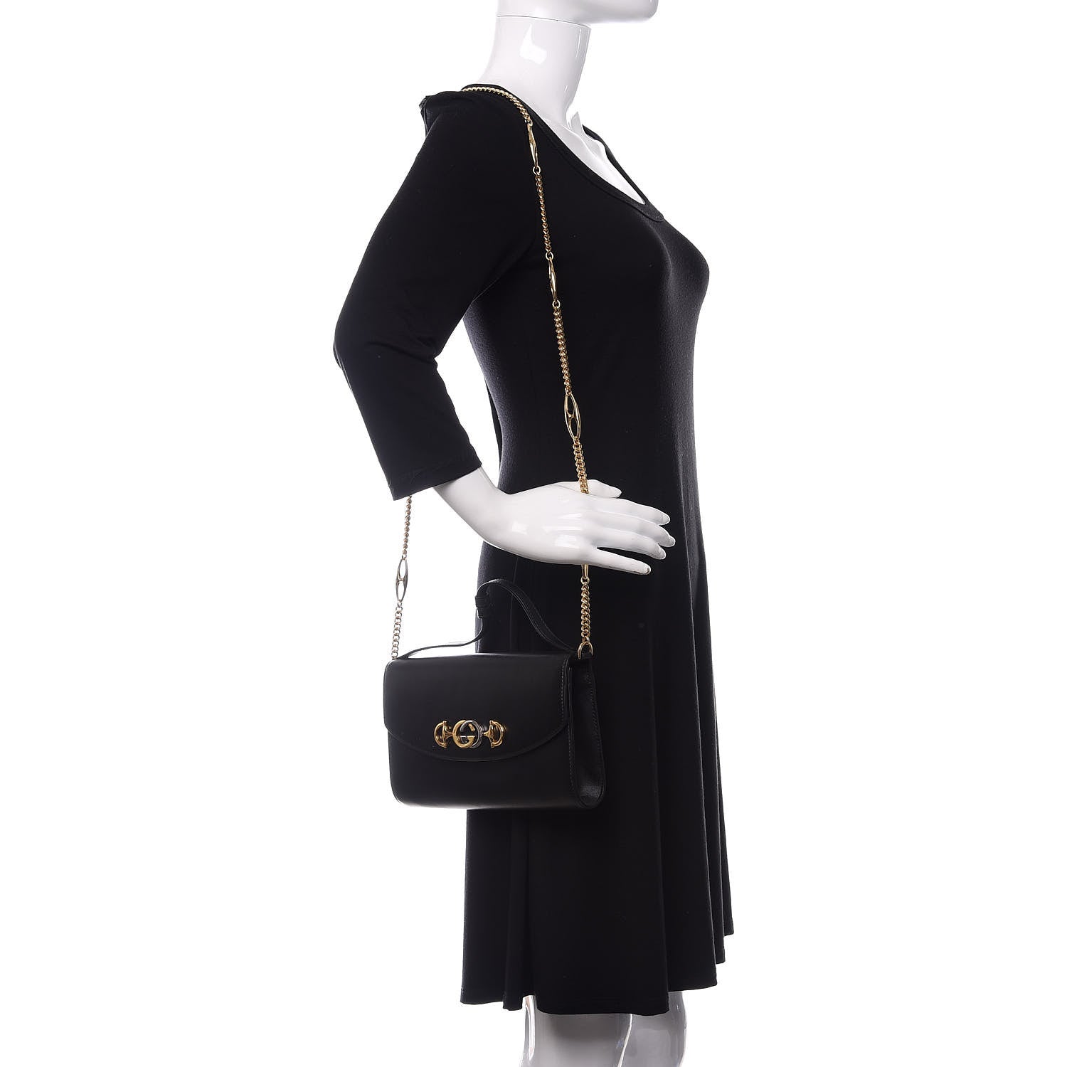 Gucci Smooth Calfskin Small Zumi Top Handle Shoulder Bag Black 3 of 17