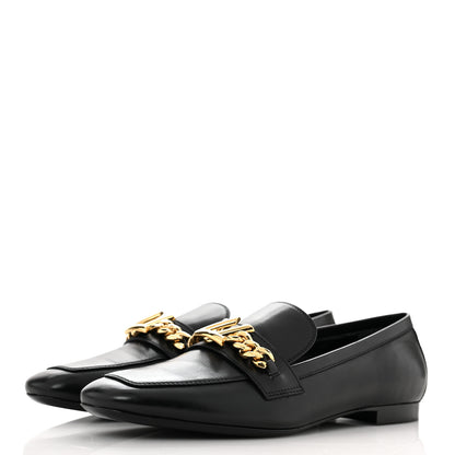 Louis Vuitton Calfskin Upper Case Flat Loafer 38 Black 3 of 9