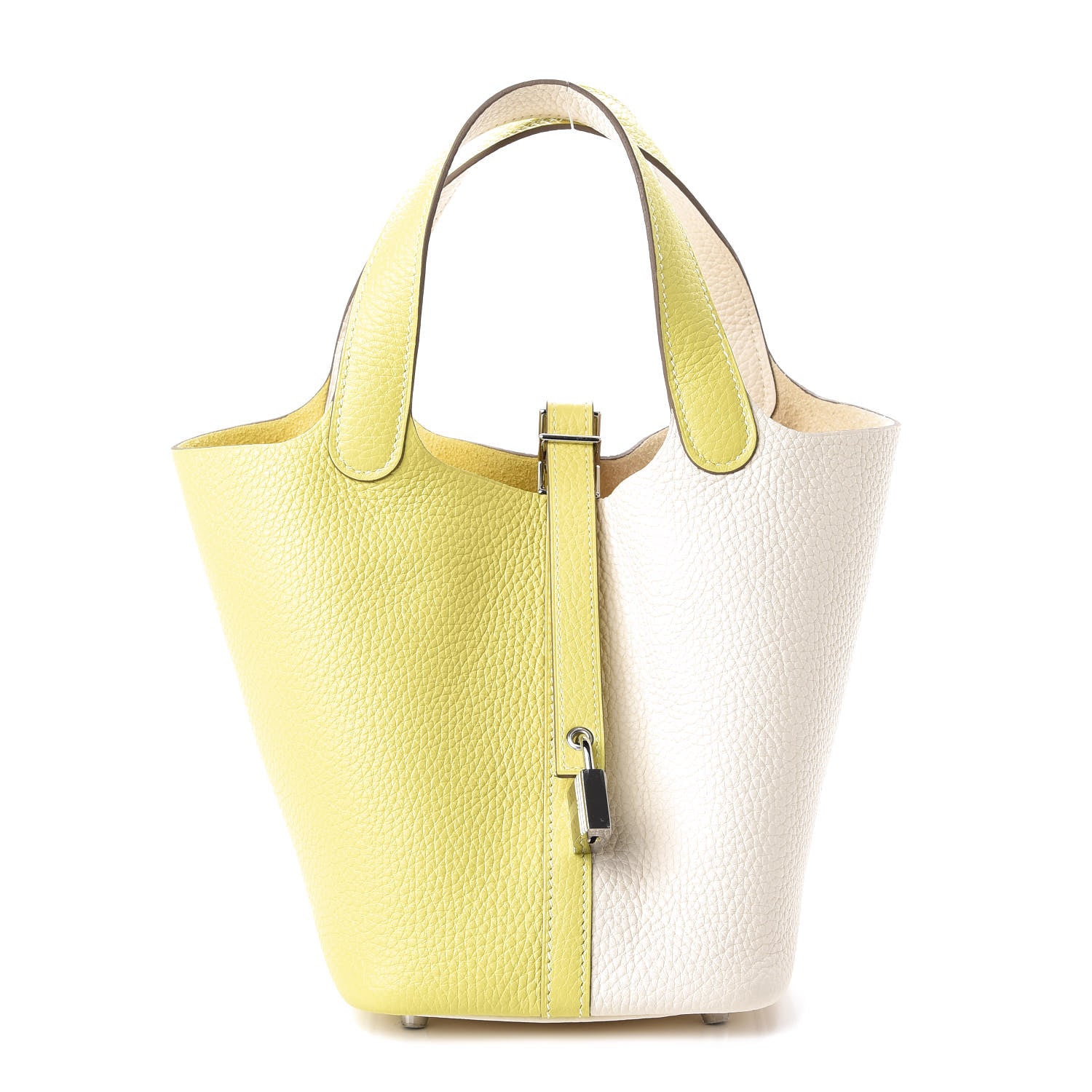 Hermes Taurillon Clemence Casaque Picotin Lock 18 PM Lime Nata 1 of 11