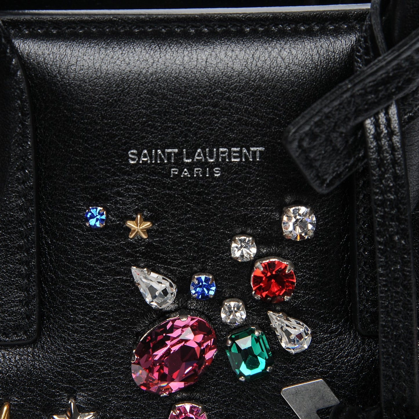 Calfskin Crystal Embellished Nano Sac de Jour Black