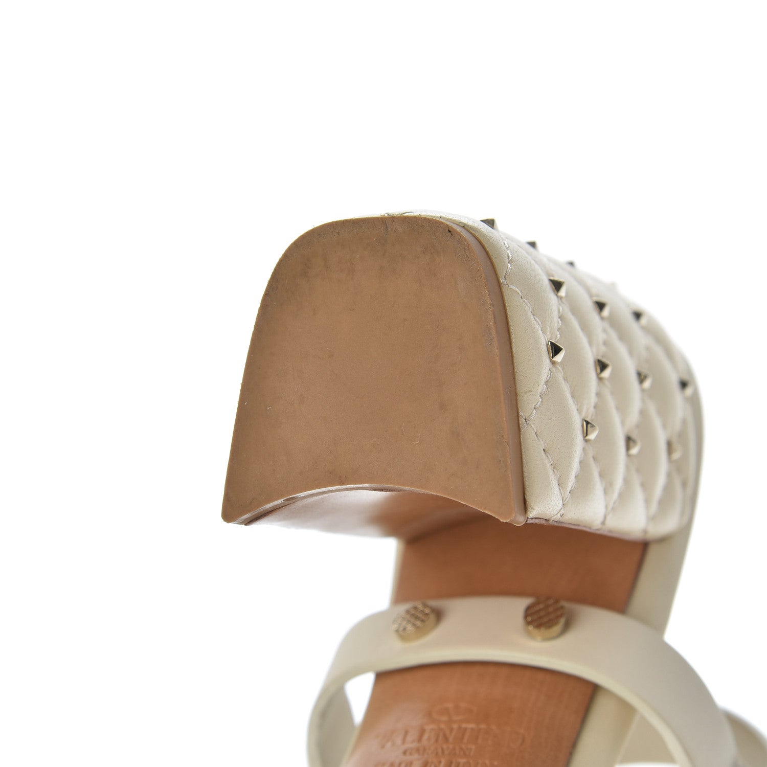 Valentino Garavani Calfskin Nappa Rockstud Spike 90mm Ankle Strap Sandals 36 Ivory 11 of 21