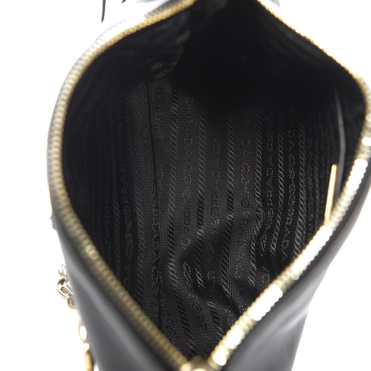 Prada Soft Calf Chain Shoulder Bag Black 5 of 9