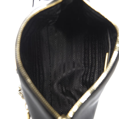 Prada Soft Calf Chain Shoulder Bag Black 5 of 9
