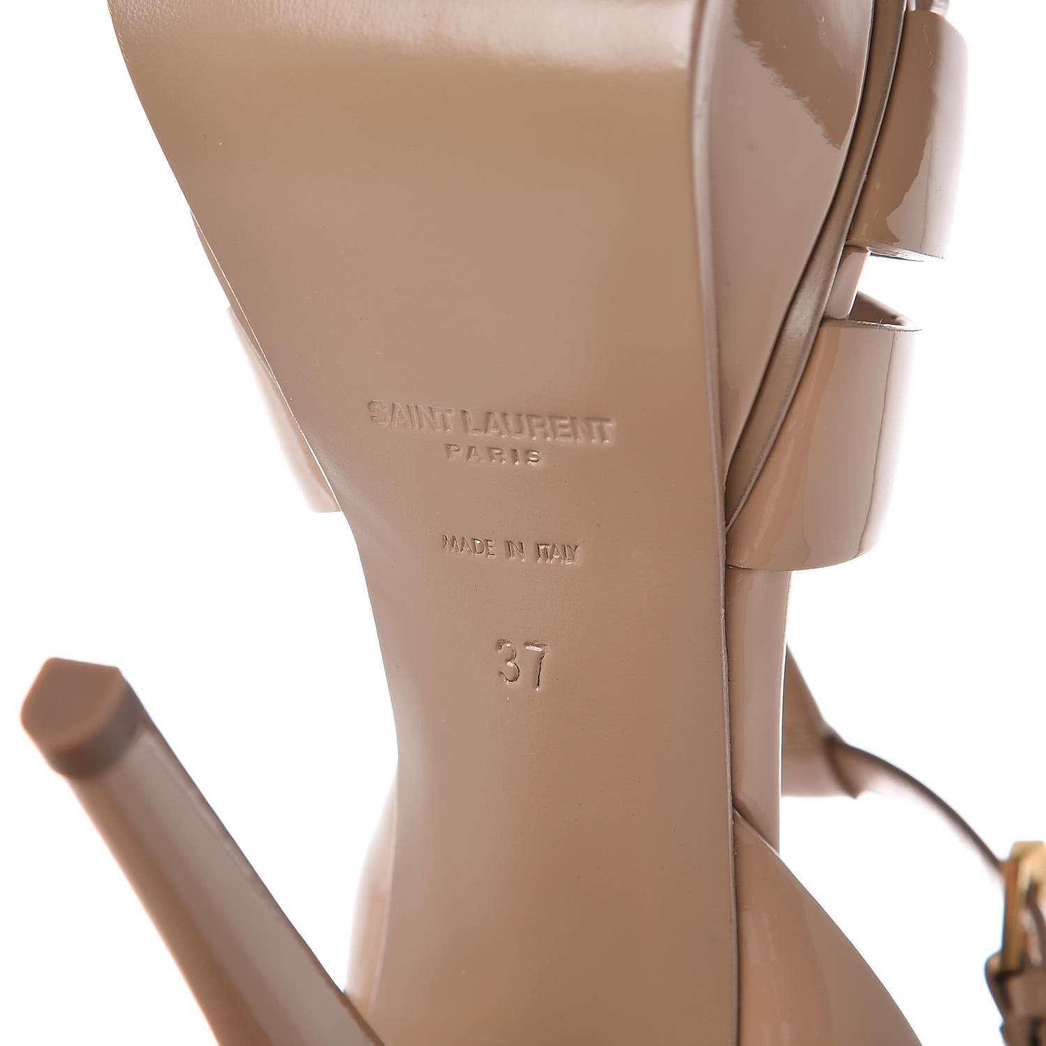 Saint Laurent Patent Tribute 105 Platform Sandals 37 Dark Nude 7 of 10