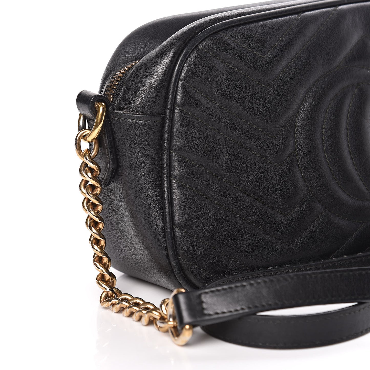 Calfskin Matelasse Small GG Marmont Chain Shoulder Bag Black