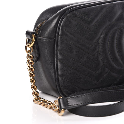 Gucci Calfskin Matelasse Small GG Marmont Chain Shoulder Bag Black 12 of 17