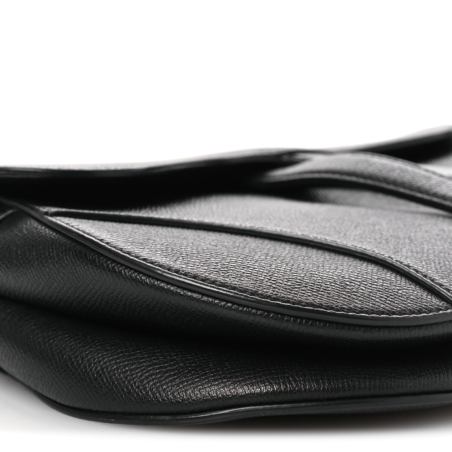 Grained Calfskin Saddle Bag Black