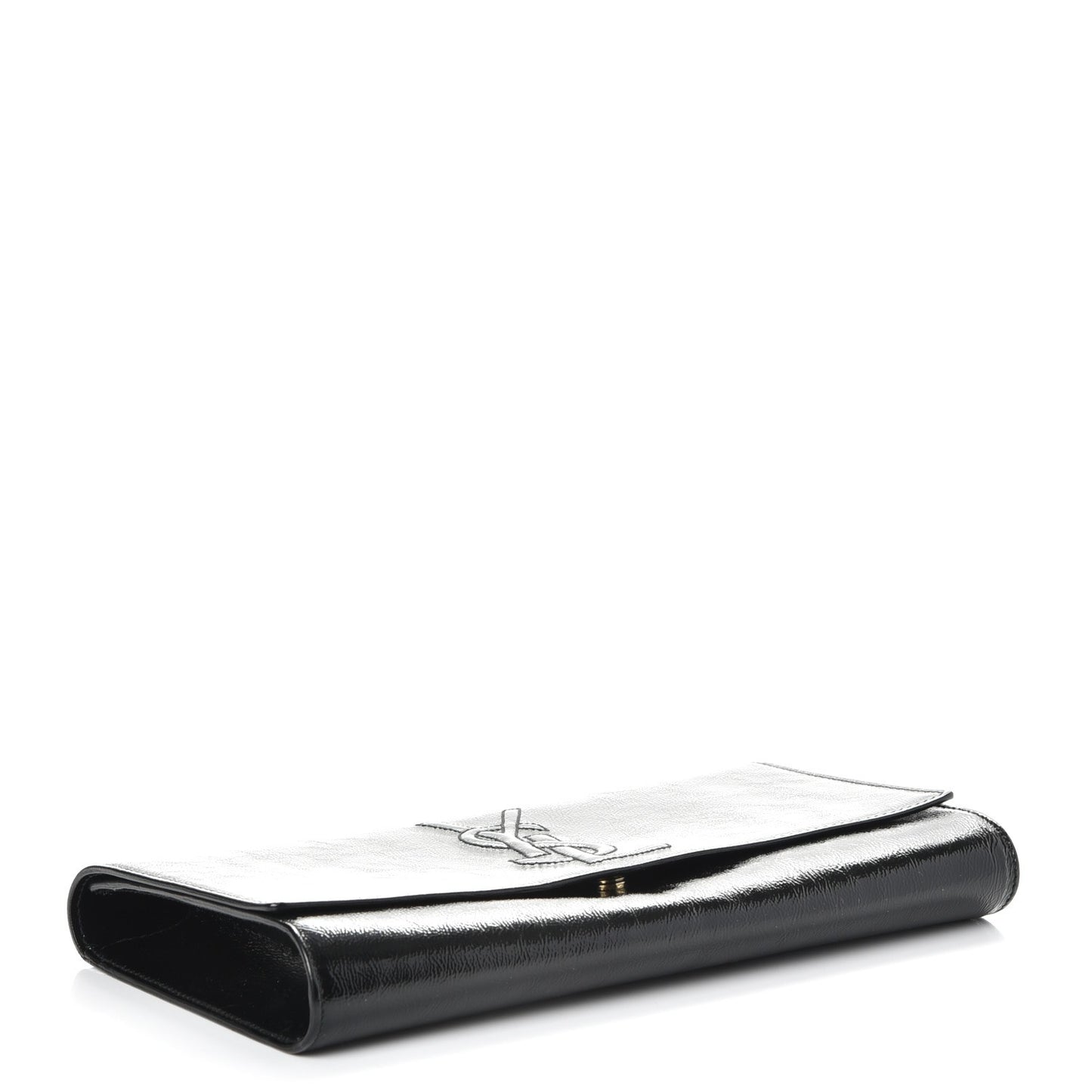 Textured Patent Monogram Large Belle De Jour Clutch Black