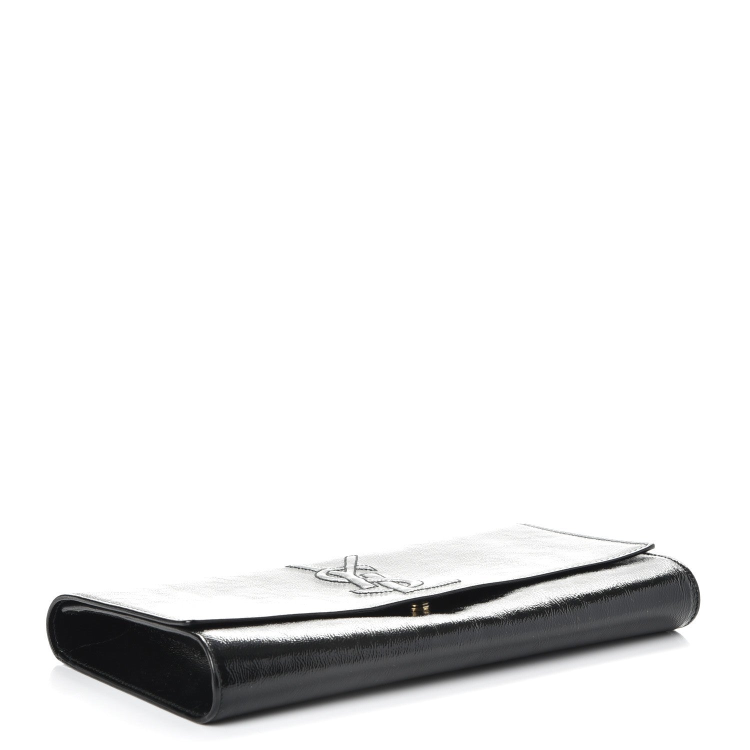 Saint Laurent Textured Patent Monogram Large Belle De Jour Clutch Black 4 of 8