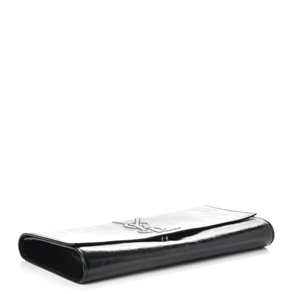 Saint Laurent Textured Patent Monogram Large Belle De Jour Clutch Black 4 of 8