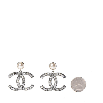 Chanel Crystal Baguette Pearl Bright Young Things CC Drop Earrings Silver 2 of 5