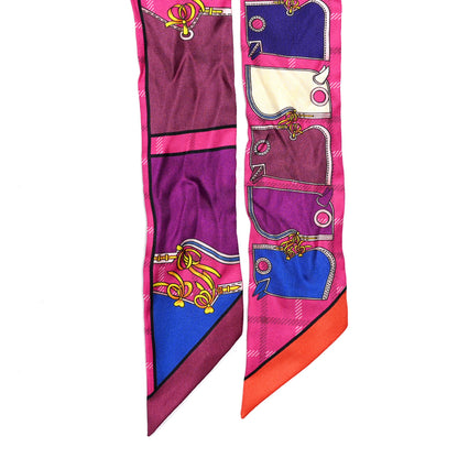 Hermes Silk Camails Twilly Scarf Rouge Violet Marine 2 of 4