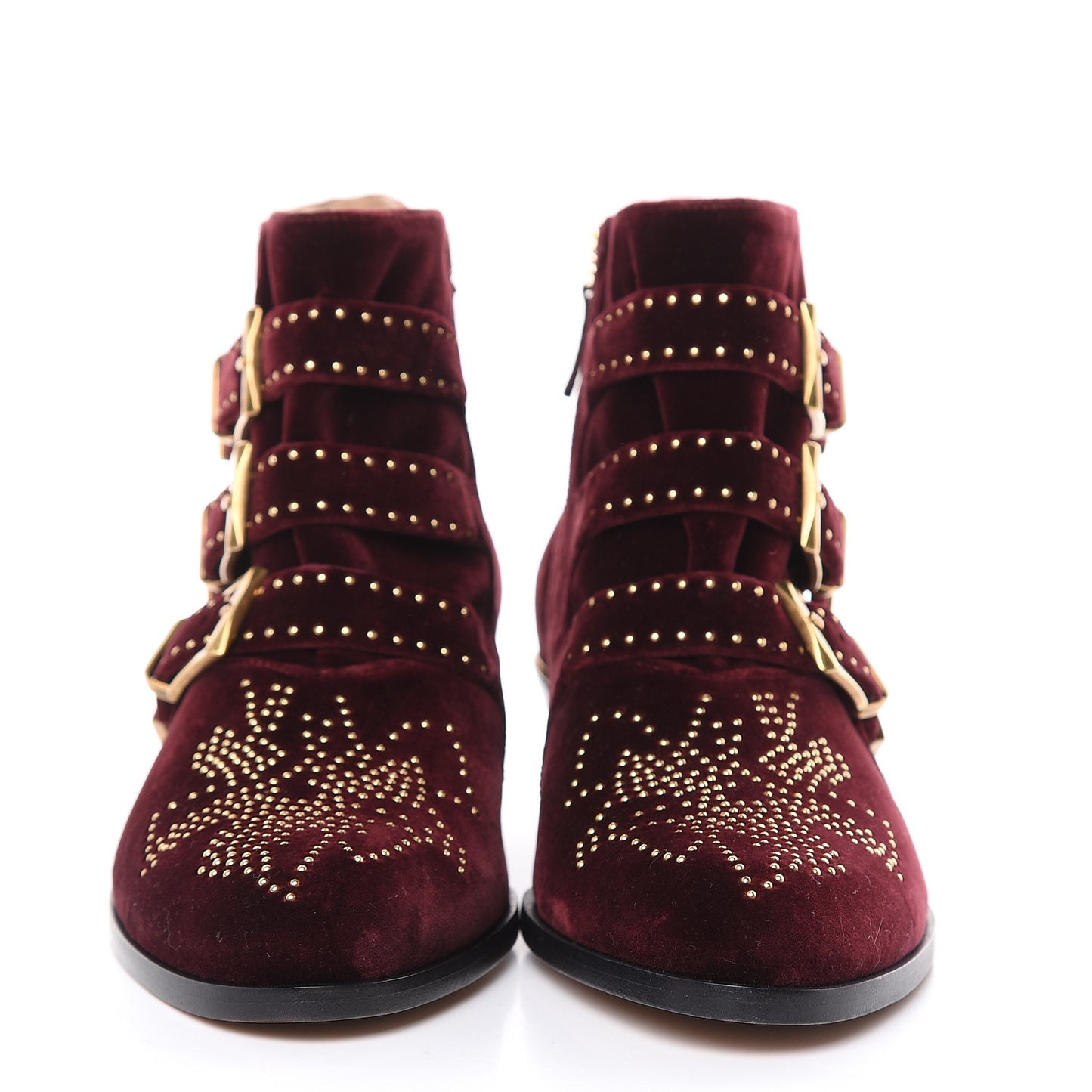 Velvet Studded Susanna Ankle Boots 41 Bordeaux