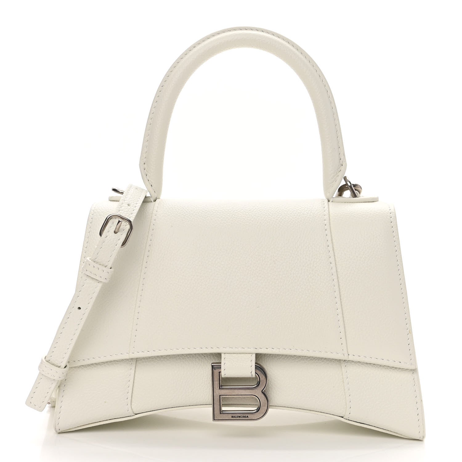 Balenciaga Grained Calfskin Small Hourglass Top Handle Bag White 1 of 9