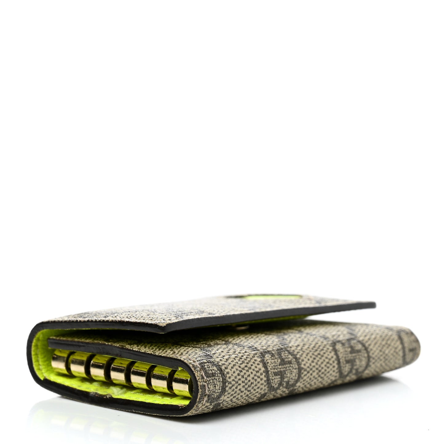 GG Supreme Monogram Heart 6 Key Holder Case Yellow Fluo